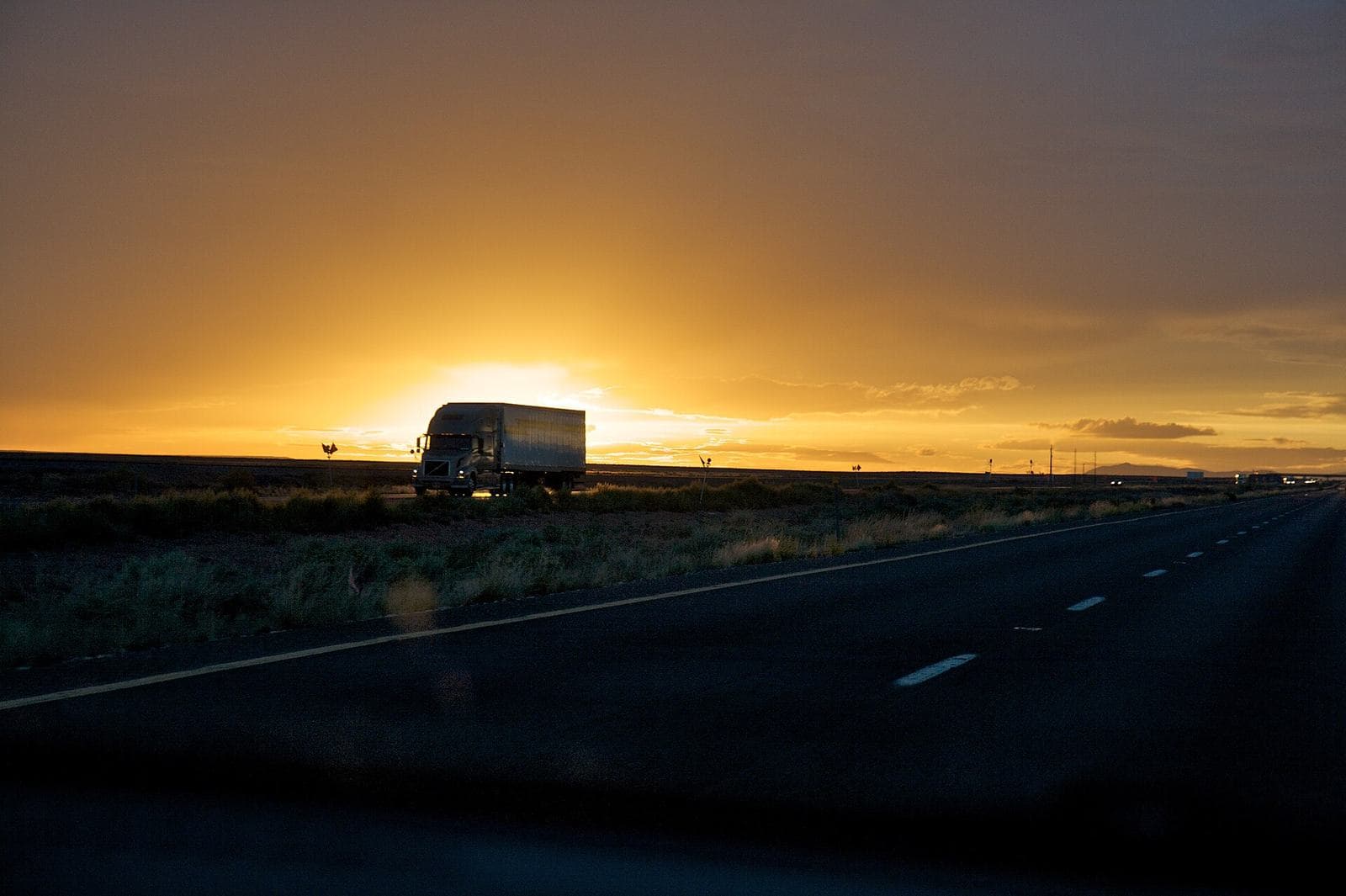 Highway at sunset